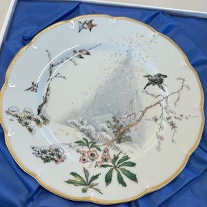 Vintage Hiver Limoges plate by Felix Bracquemond